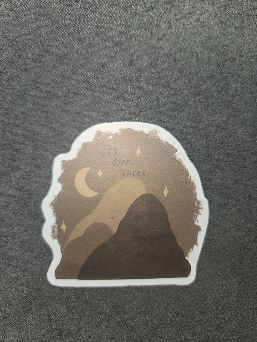 Get Out There Brown Mountain Vinyl Sticker - Brown Adventure Decal